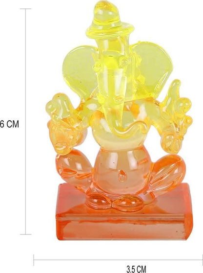 Twin side Facing Ganesh Decorative Crystal, Multicolor)