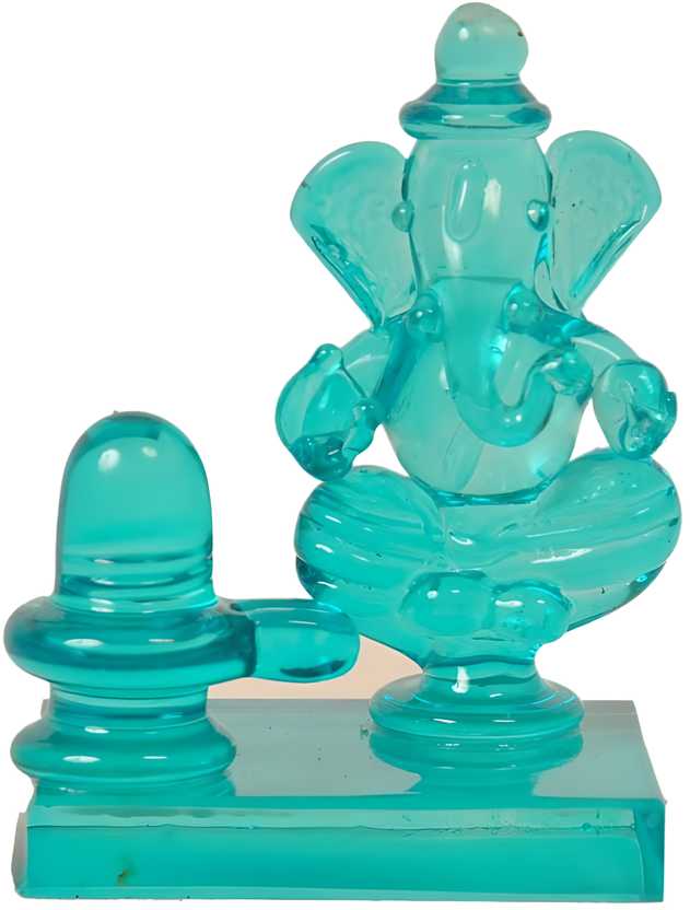 Crystal Ganesh with Shivling (Crystal, Green)