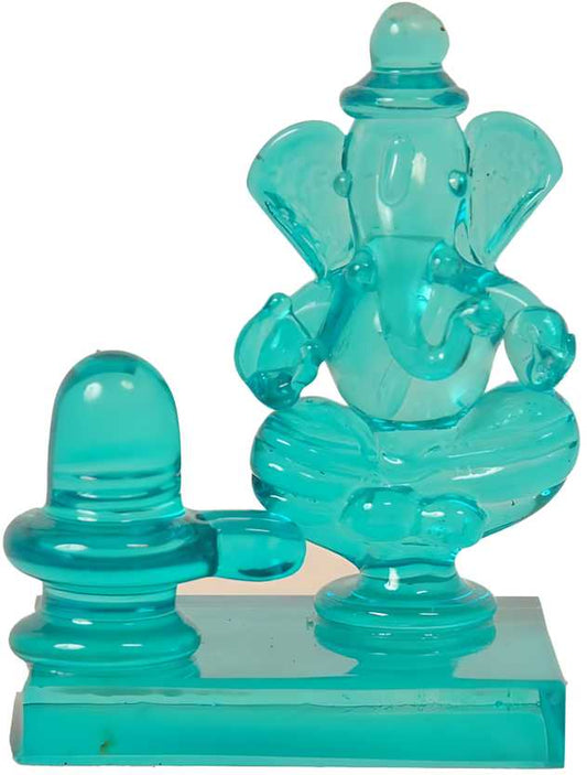 Crystal Ganesh with Shivling (Crystal, Green)