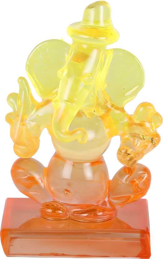 Twin side Facing Ganesh Decorative Crystal, Multicolor)