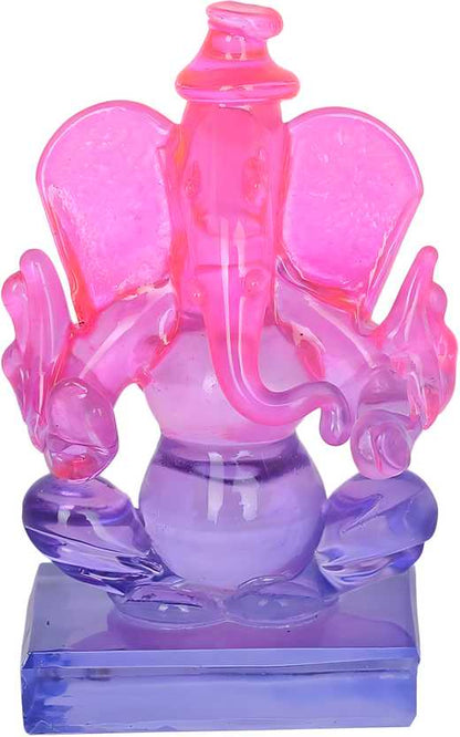 Crystal Ganesh Twin Side Face Car Dashboard Idols (Crystal, Multicolor)