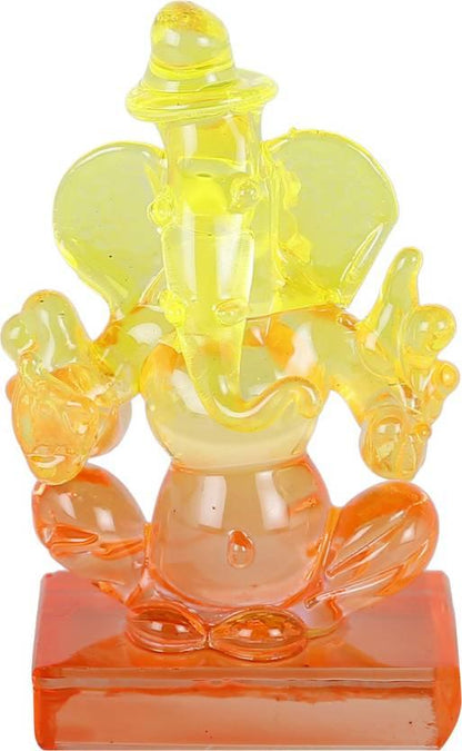 Twin side Facing Ganesh Decorative Crystal, Multicolor)