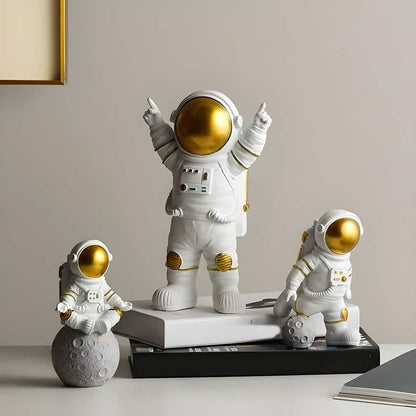 Astronaut Spaceman Statue Ornament Home Office Desktop Figurine Decors Set of 3