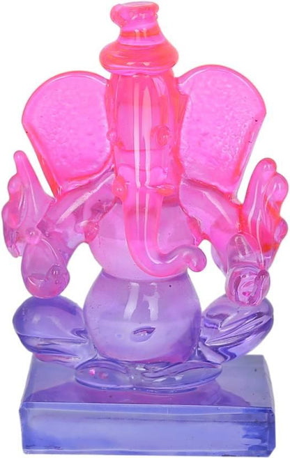 Crystal Ganesh Twin Side Face Car Dashboard Idols (Crystal, Multicolor)