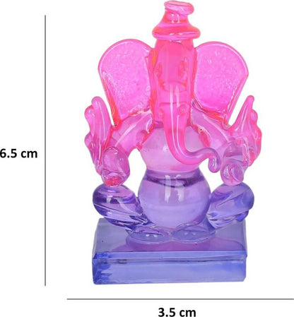 Crystal Ganesh Twin Side Face Car Dashboard Idols (Crystal, Multicolor)