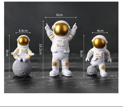 Astronaut Spaceman Statue Ornament Home Office Desktop Figurine Decors Set of 3