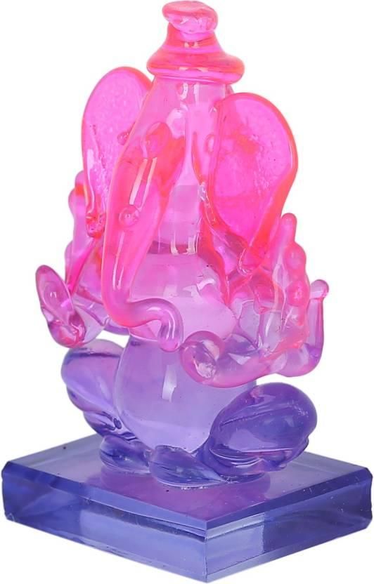 Crystal Ganesh Twin Side Face Car Dashboard Idols (Crystal, Multicolor)